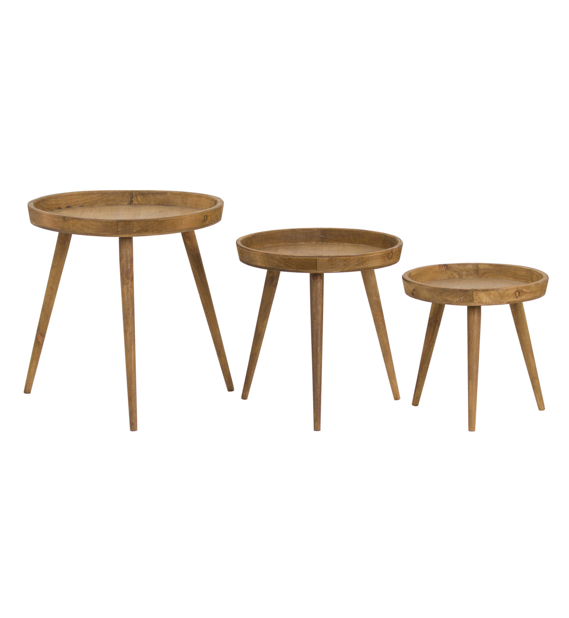 Set Of Three Round Wooden Tables
