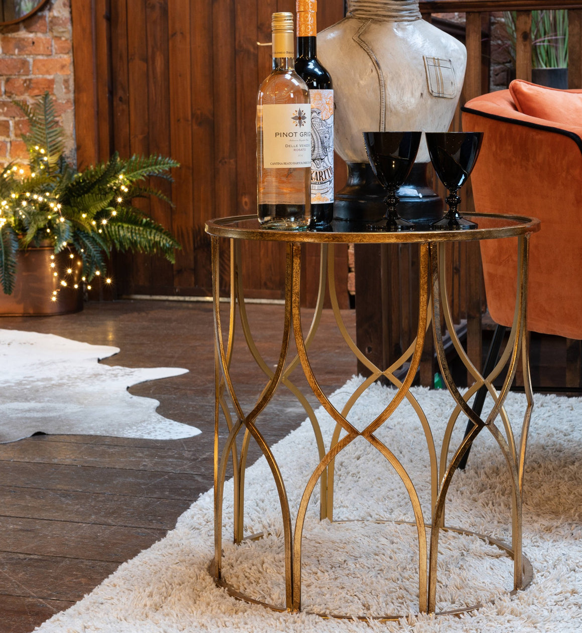 Set Of Two Antique Gold Frame Side Tables