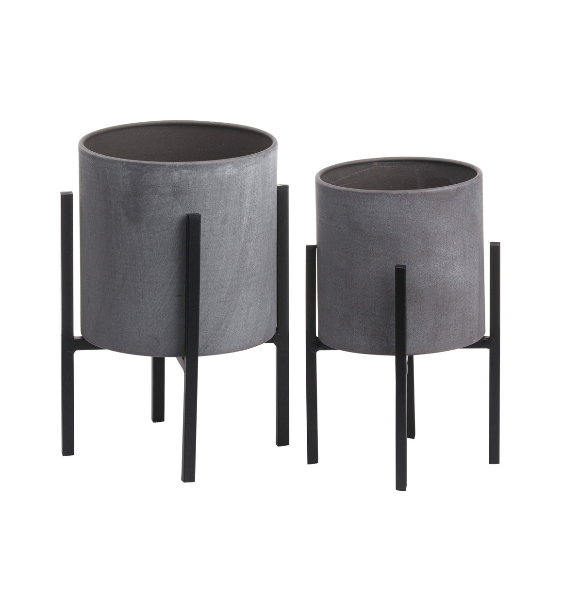 Set Of Two Grey Planters On Stands