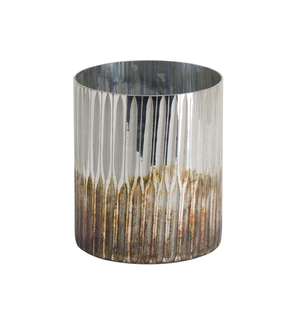 Silver and Bronze Glass Candle Holder