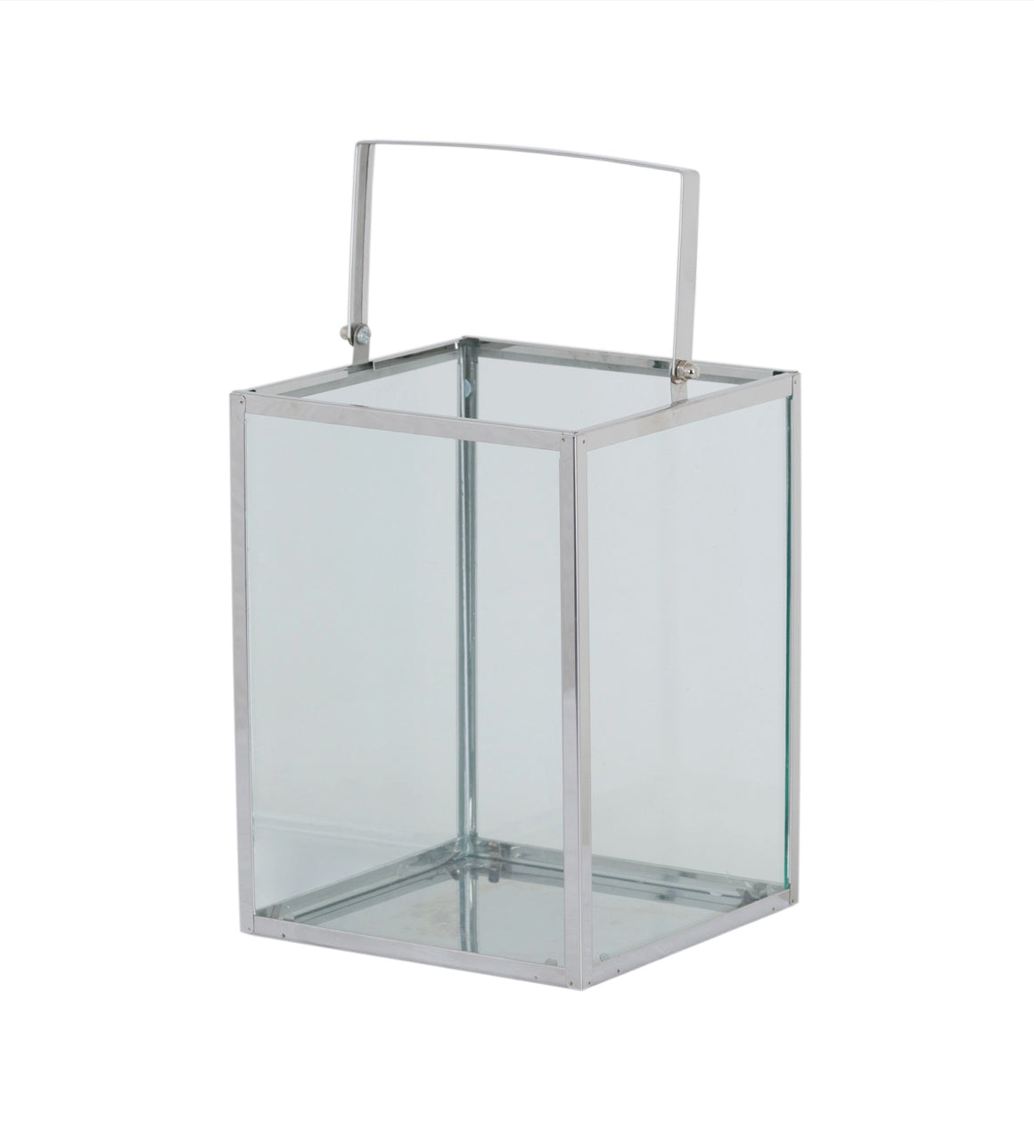 Silver Lantern with Wax Led Candle