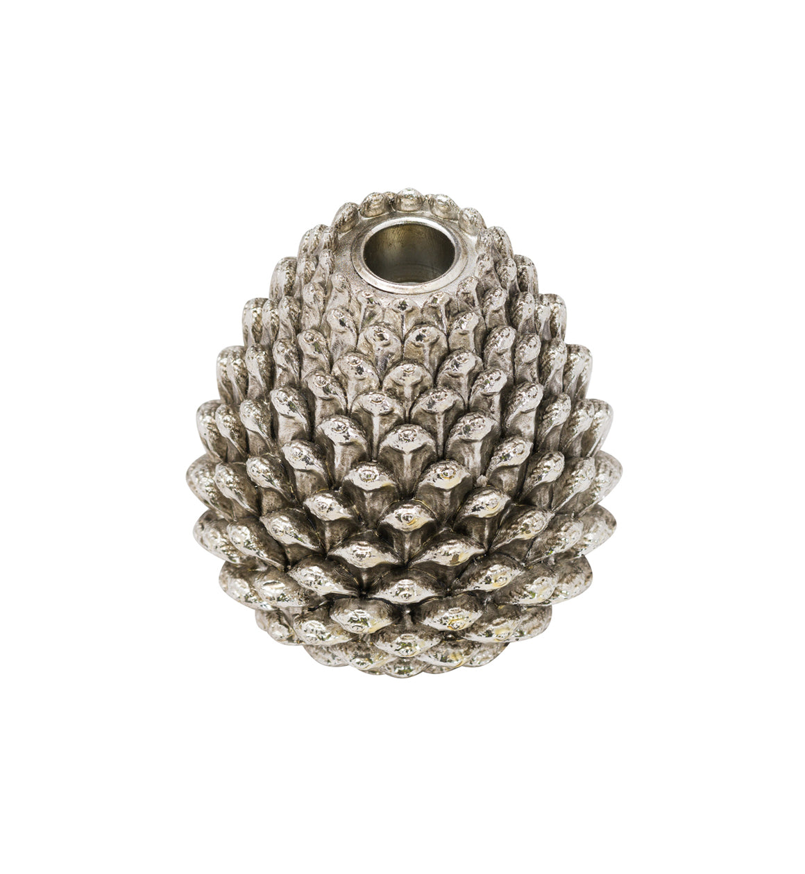 Silver Pinecone Candle Holder