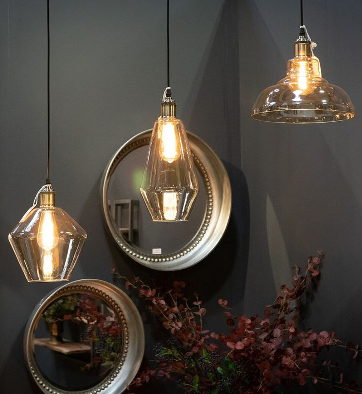 Smoked Glass Droplet Pendant Light