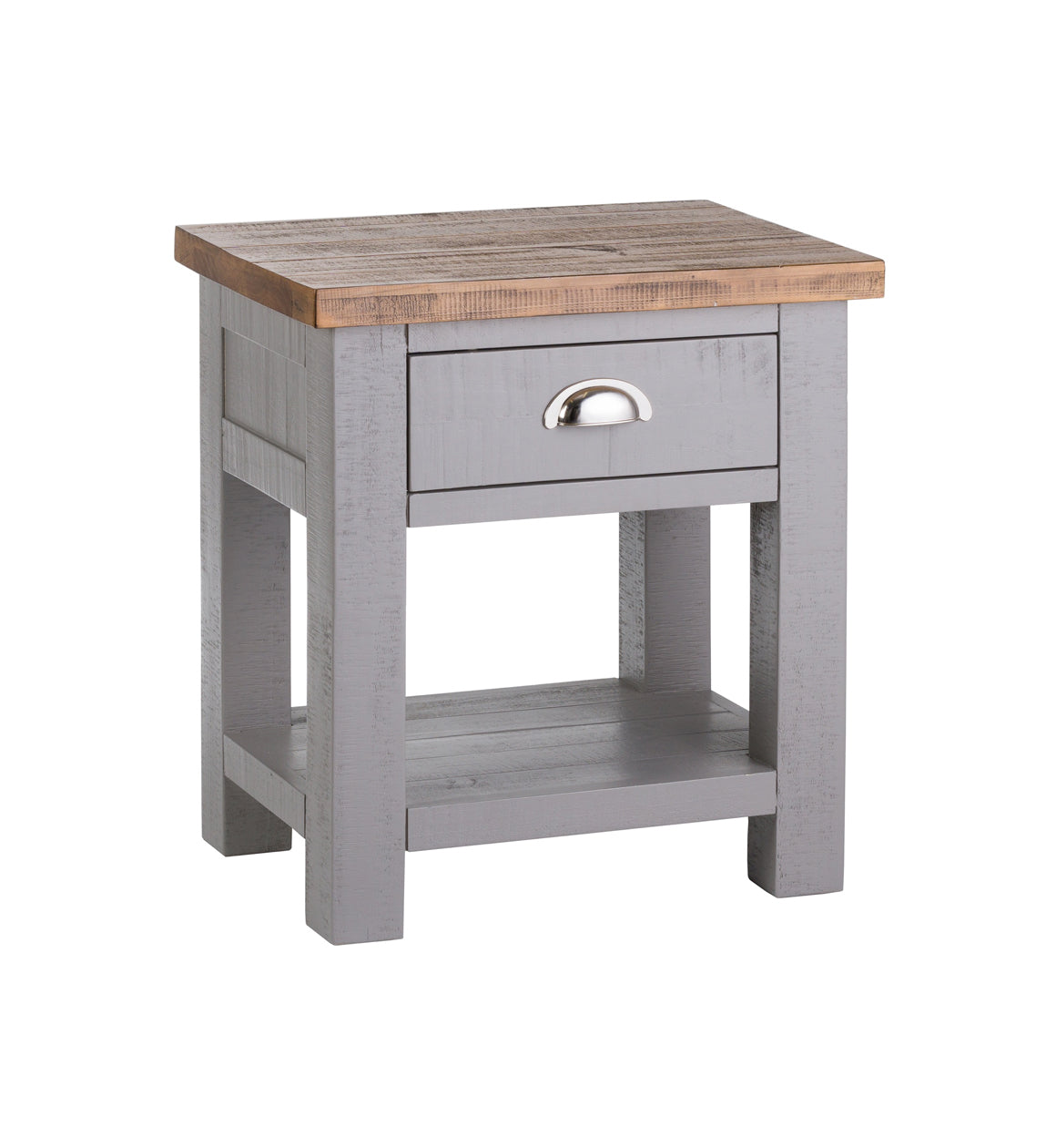 Solid Pine Grey and Natural Side Table