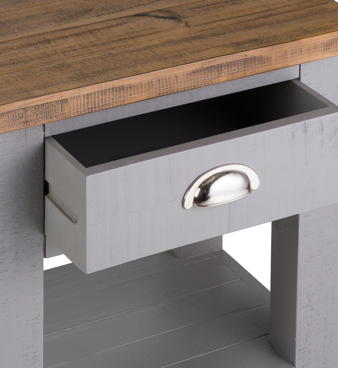 Solid Pine Grey and Natural Side Table