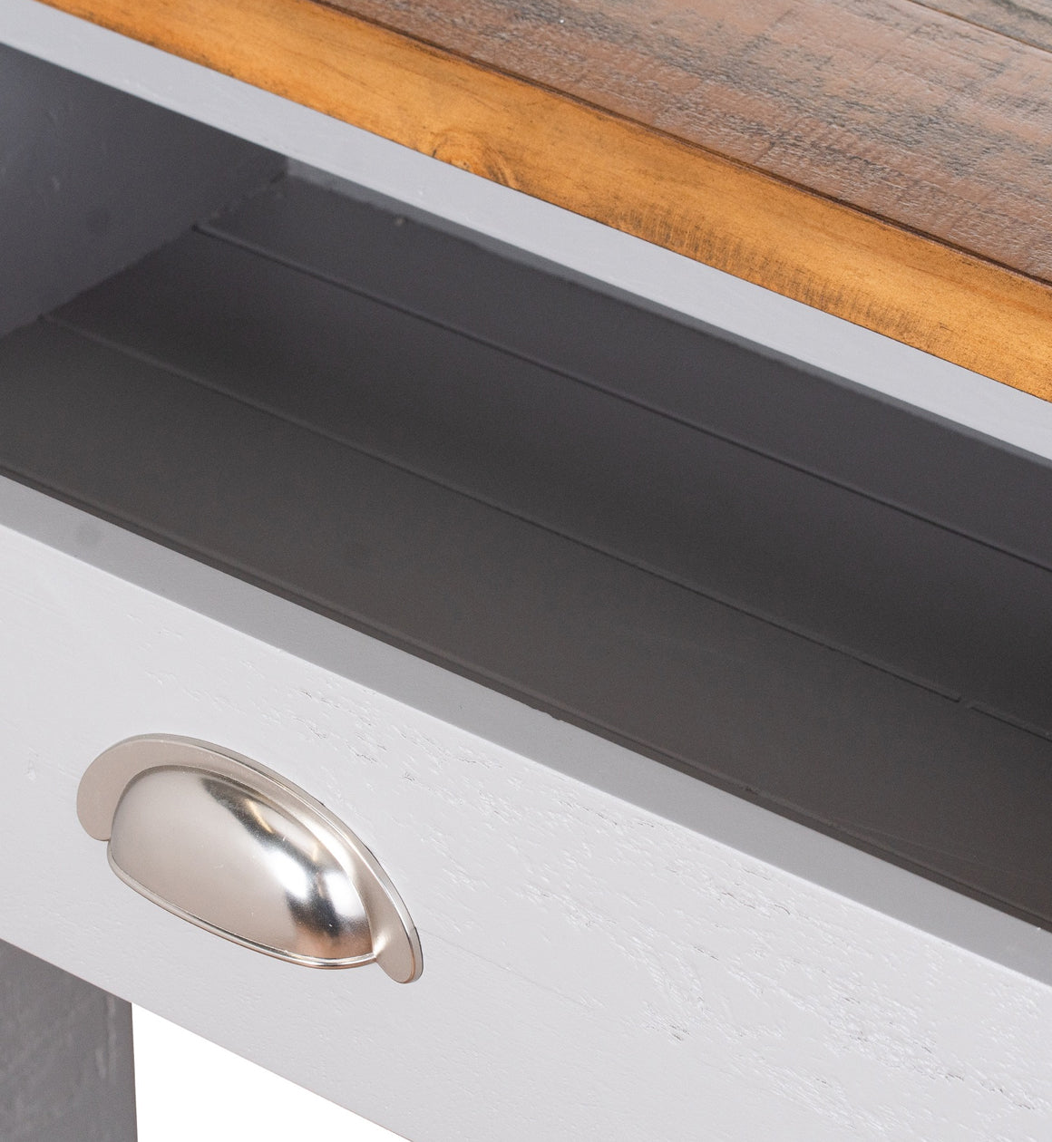 Solid Pine Grey and Natural Two Drawer Console Table
