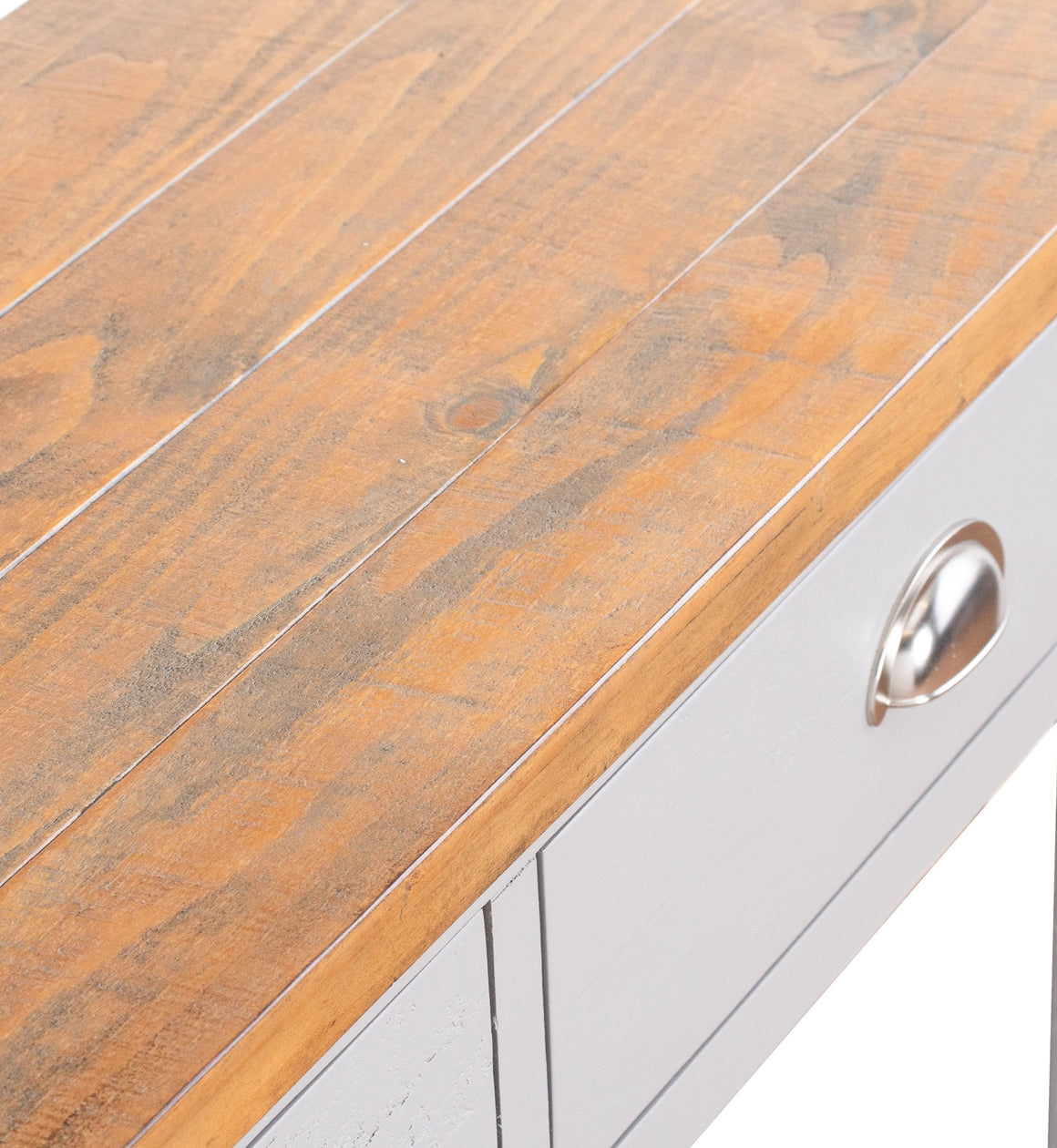 Solid Pine Grey and Natural Two Drawer Console Table