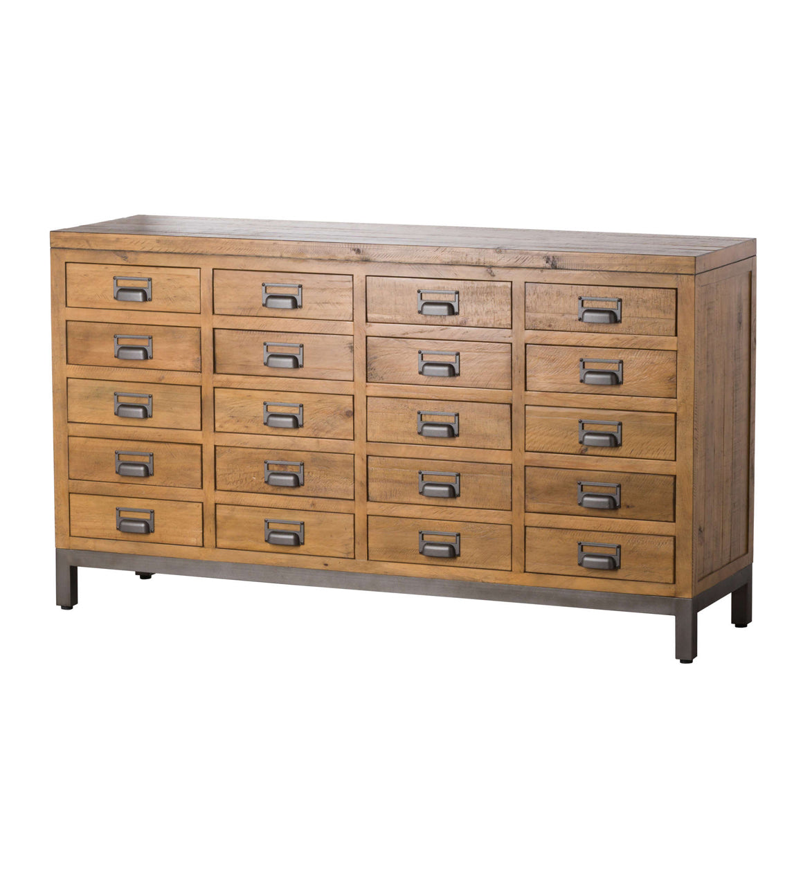 Solid Pine Wood Industrial Chest of Twenty Drawers