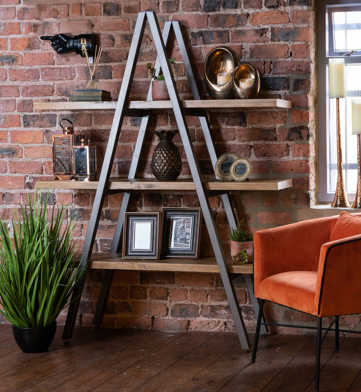 Solid Pine Wood Industrial Shelving Unit