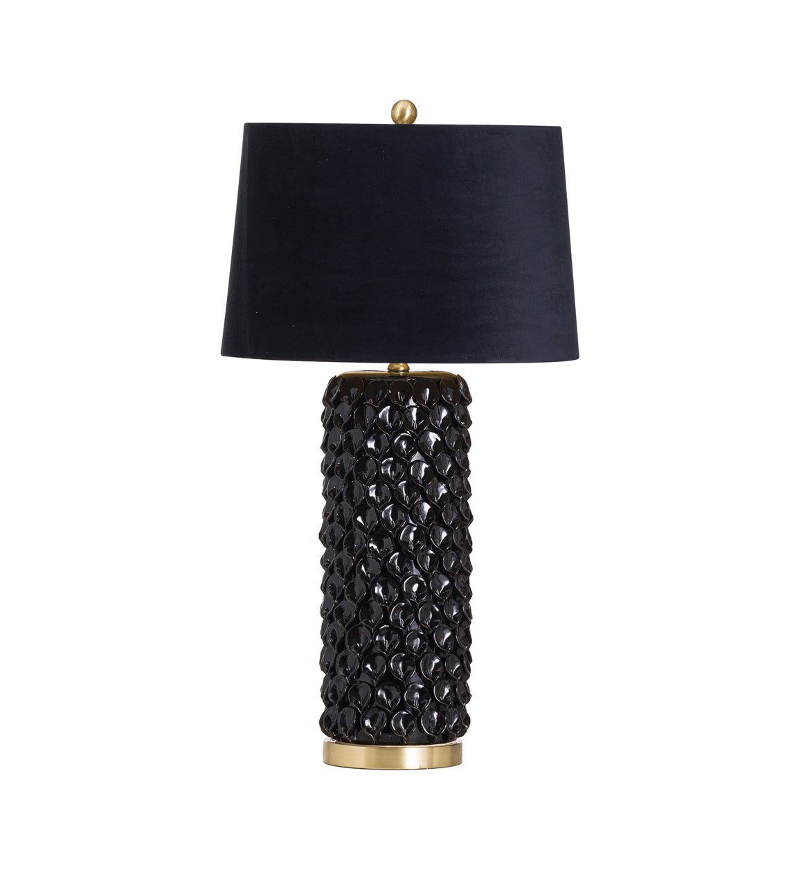 Textured Gloss Black Table Lamp with Black Shade
