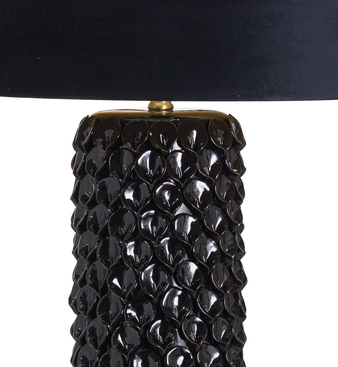 Textured Gloss Black Table Lamp with Black Shade
