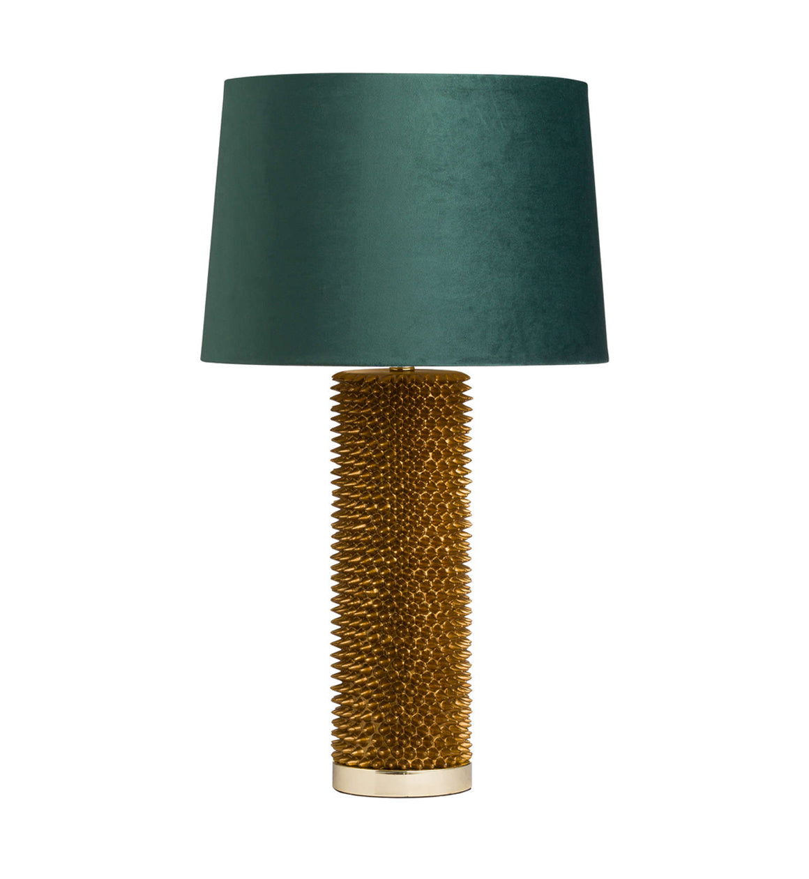 Textured Gold Table Lamp with Green Shade