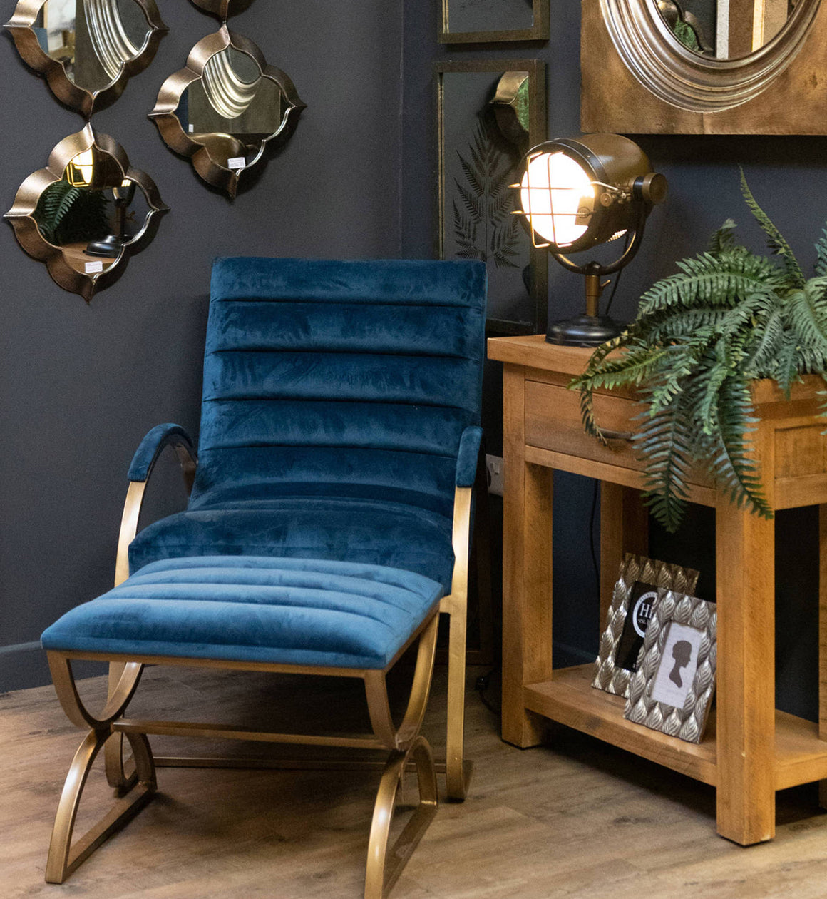 Velvet and Brass Footstool