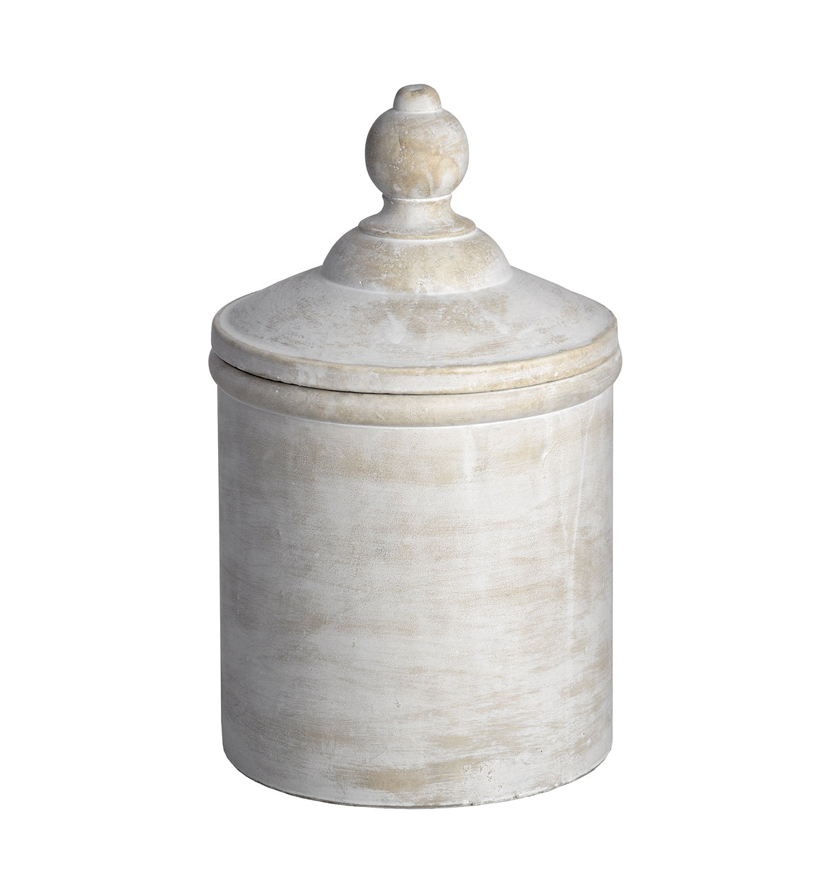 White Stone Jar with Lid