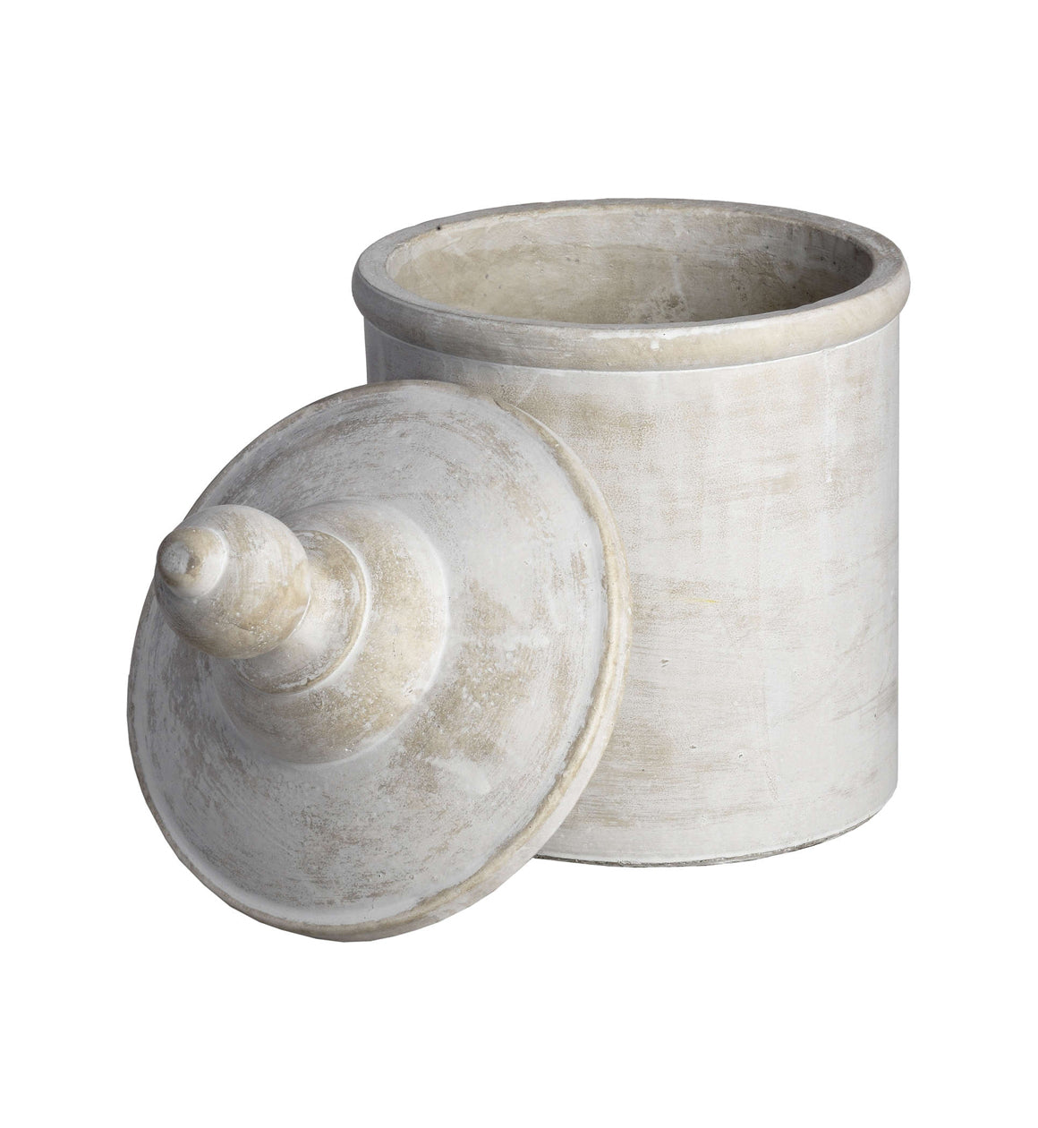 White Stone Jar with Lid
