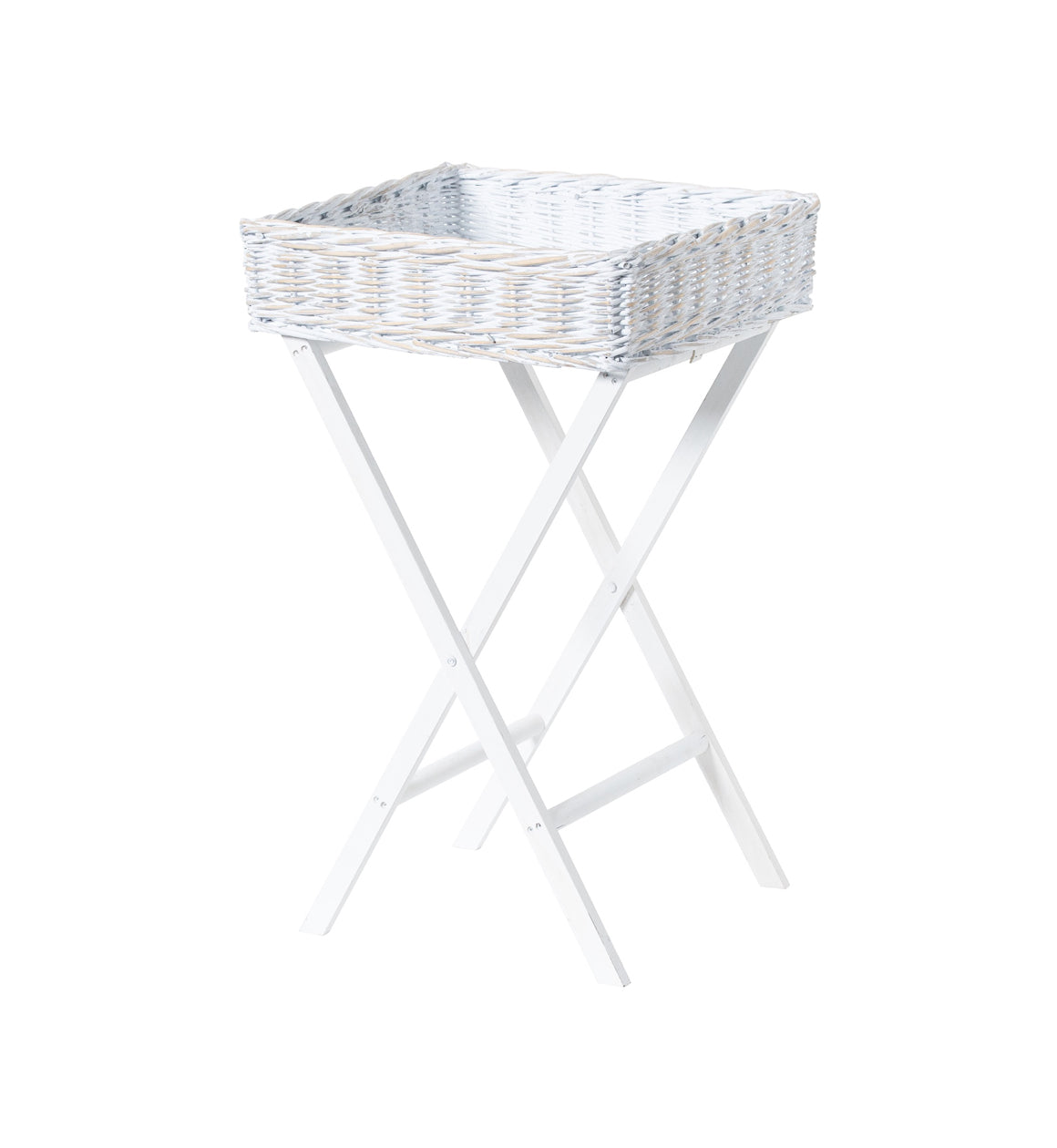 White Wicker Butlers Tray Table