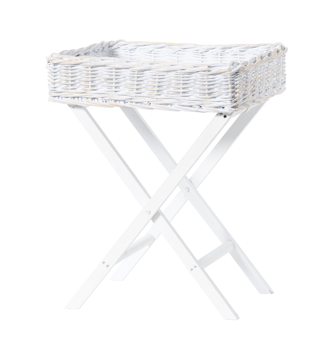 White Wicker Butlers Tray Table