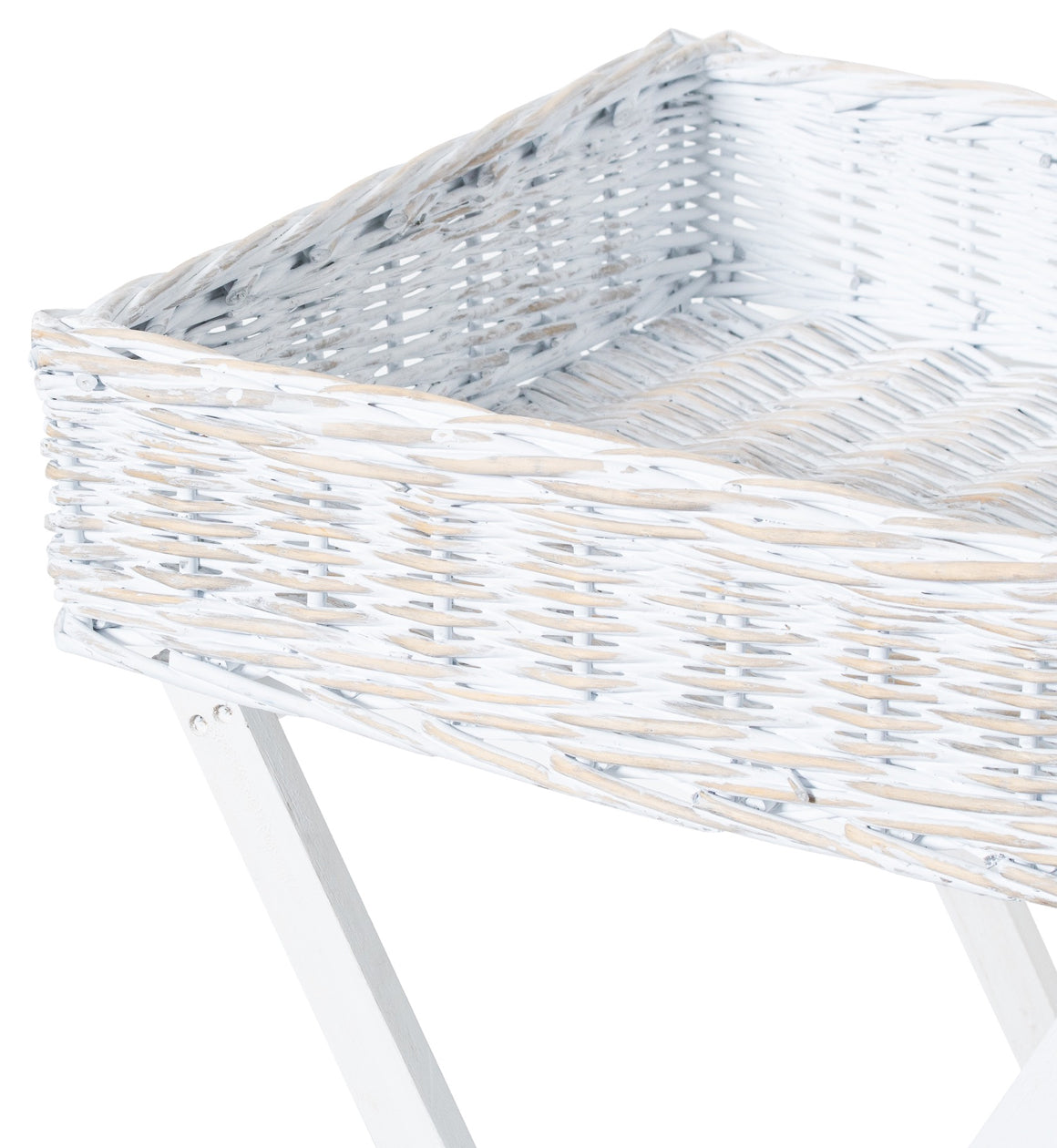 White Wicker Butlers Tray Table