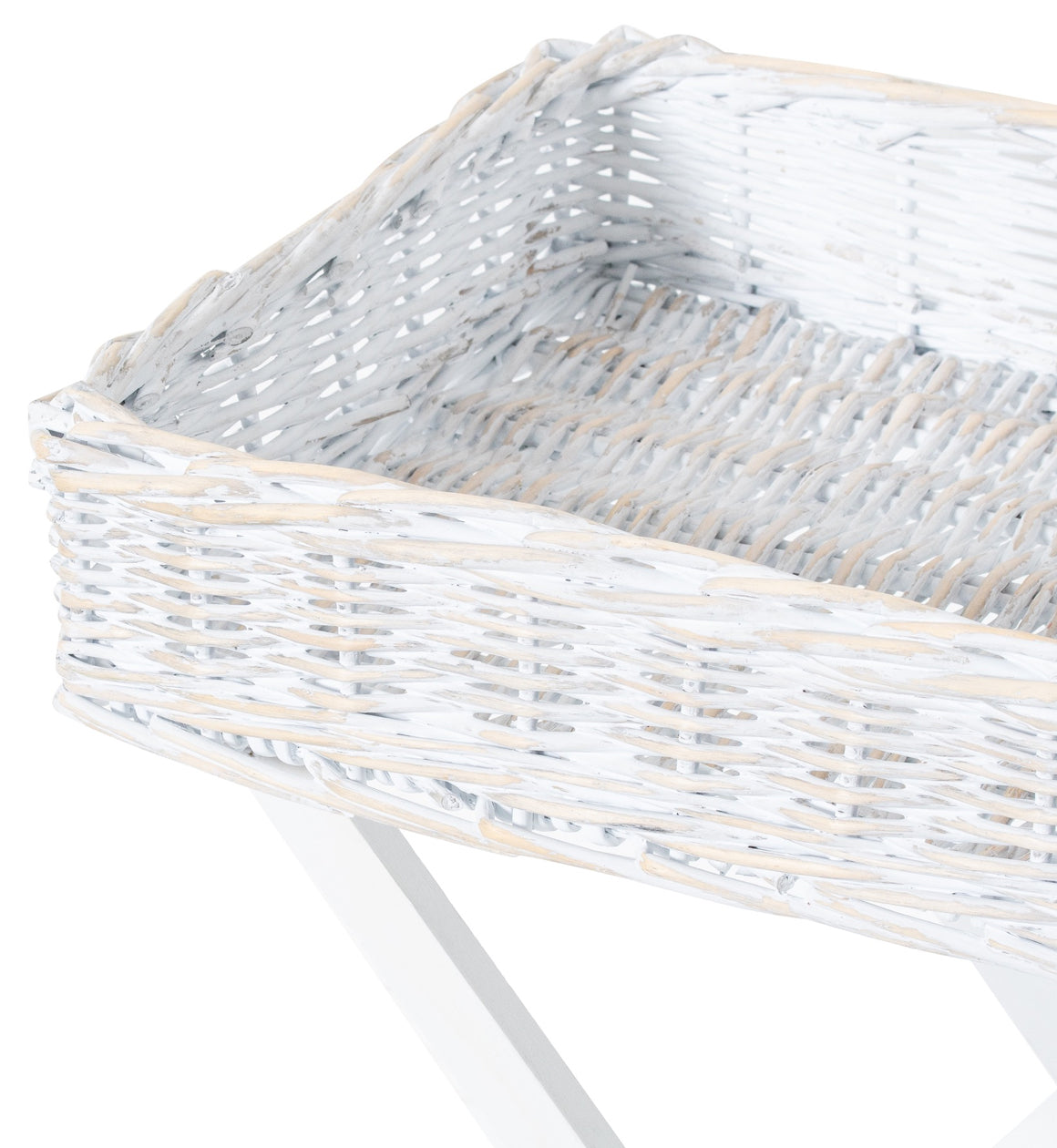White Wicker Butlers Tray Table
