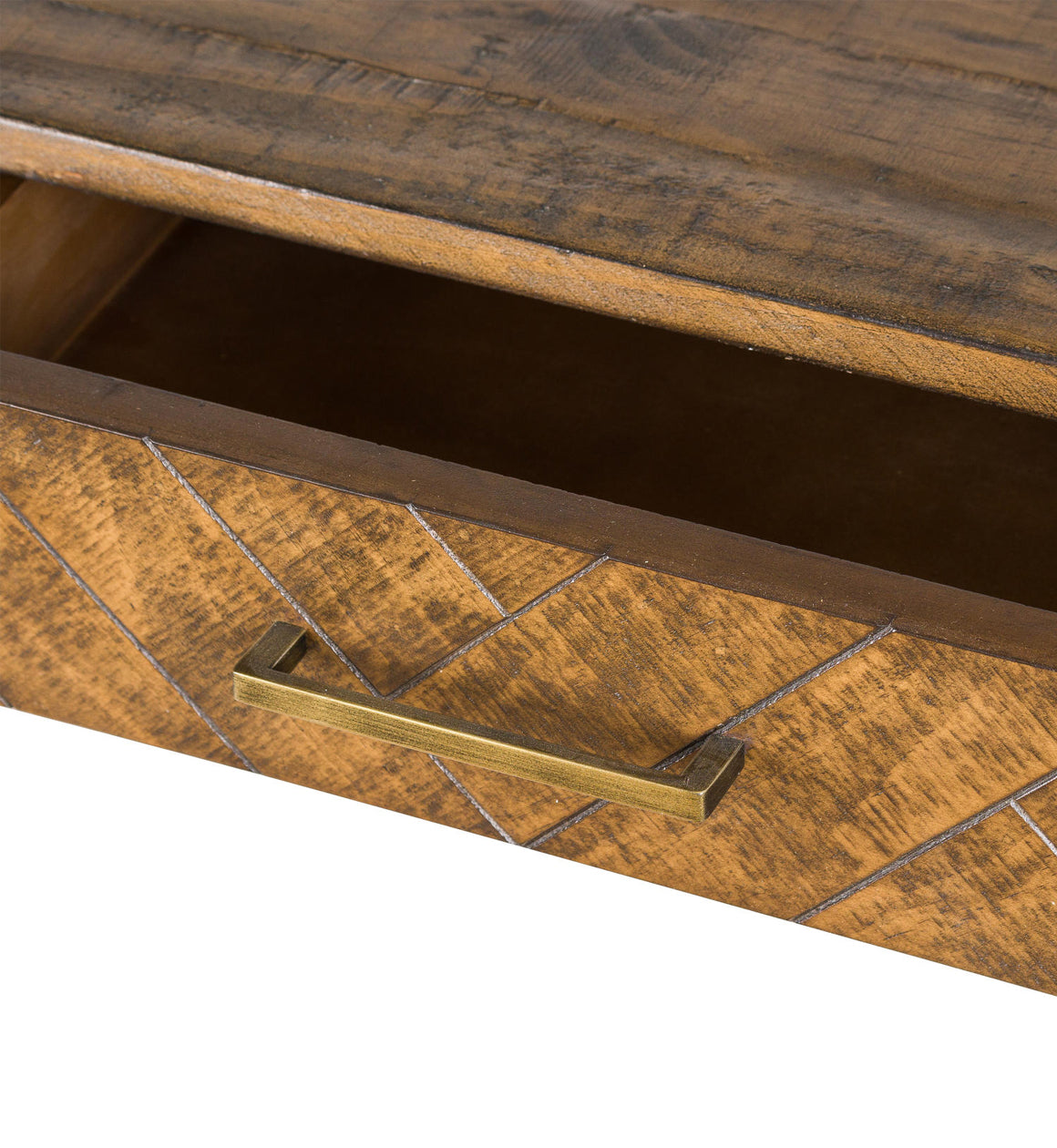 Wood and Gold Two Drawer Console Table